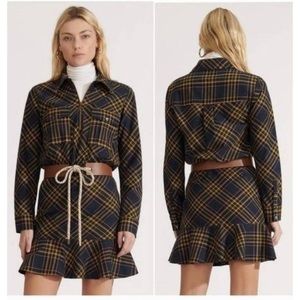 Veronica Beard Black and Gold Plaid Midi Dress